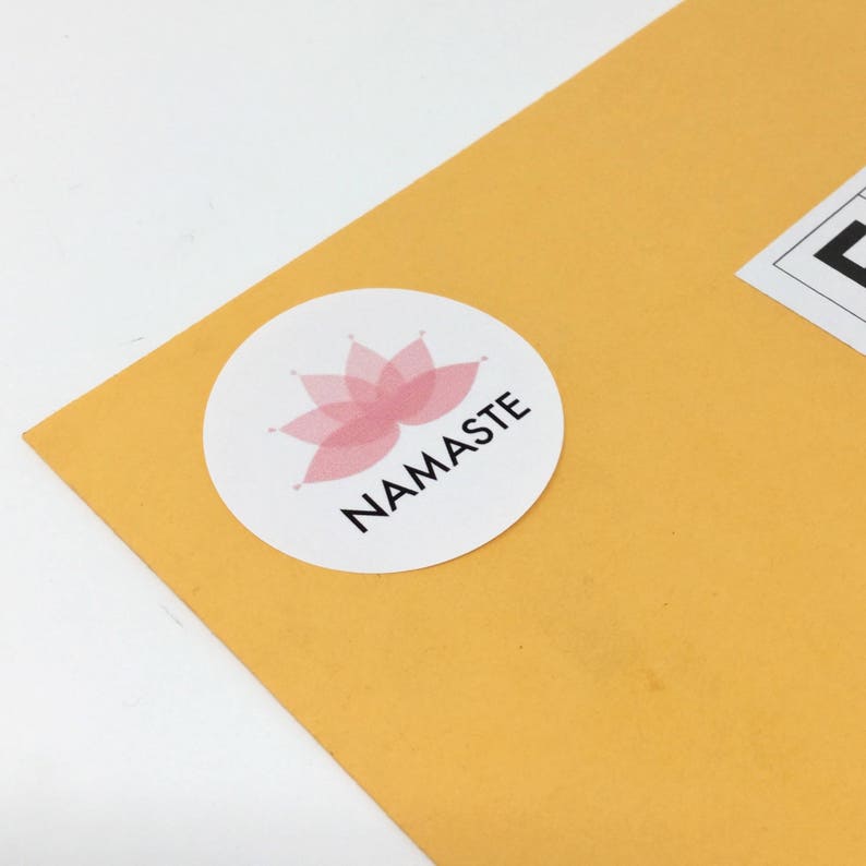 lotus seal round lotus sticker 2 50 mm Namaste stickers packaging sticker namaste label namaste seals