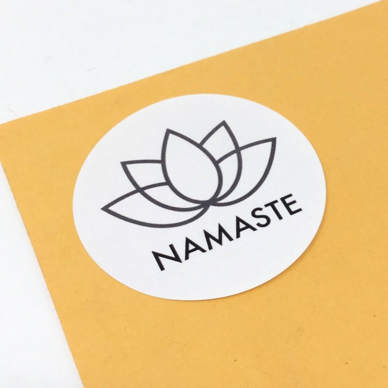 lotus seal round lotus sticker 2 50 mm Namaste stickers packaging sticker namaste label namaste seals