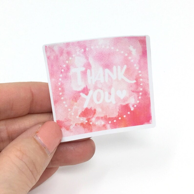 2 Pink Pastel Watercolor Thank You stickers envelope label branding seal packaging sticker square thank you customer thank you sticker