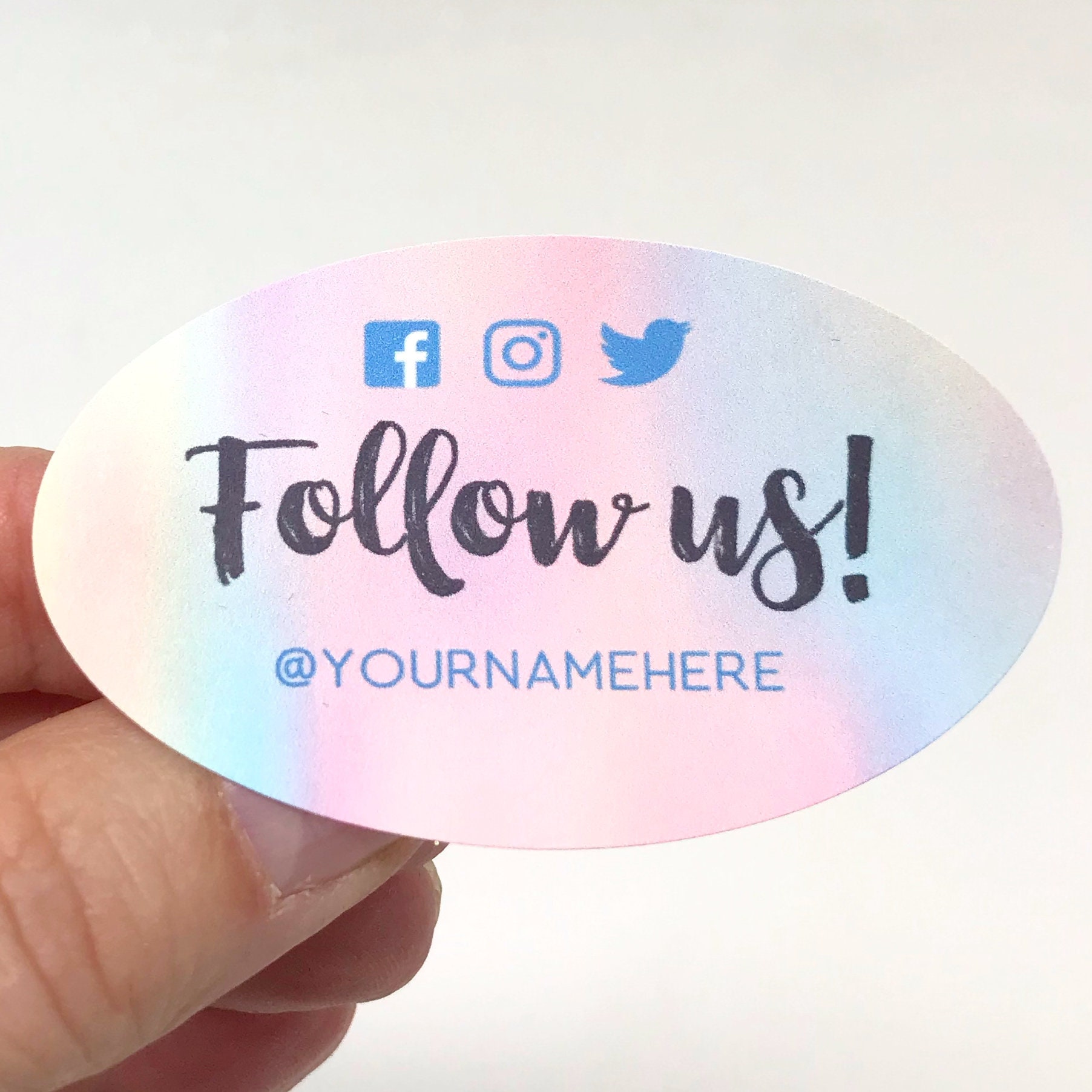 Custom Follow Us 1.5x2.5 Oval Stickers Personalized - Etsy