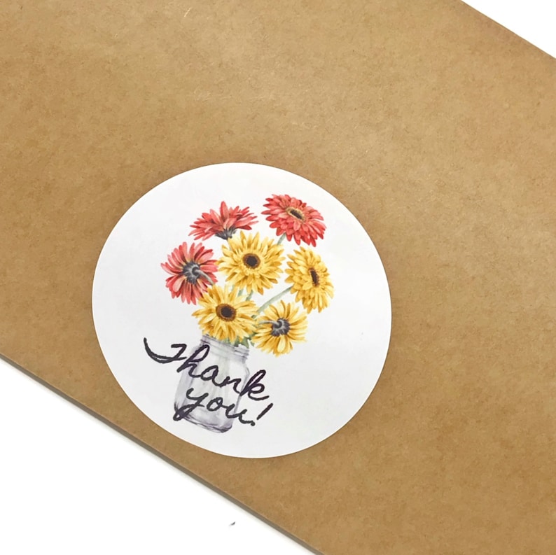 packaging sticker round thank you Botanical Thank You stickers customer thank you sticker floral sticker thank you labels etsy sellers