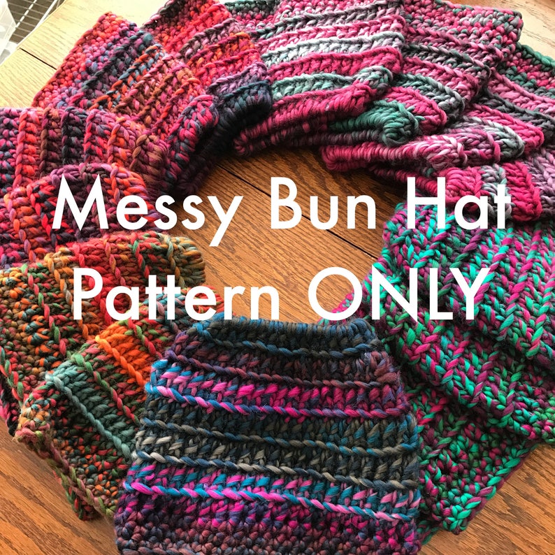 Messy Bun Hat Crochet Pattern // Messy Bun Hat // Ponytail Hat // Pattern ONLY image 1