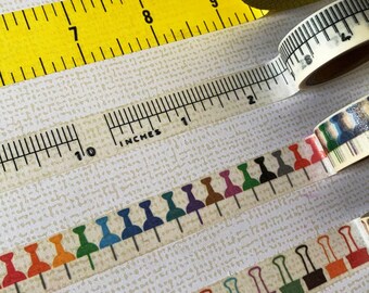 School Supplies Washi Tape // Scrapbooking // Junk Journal // Planner // Binder Clips Tacks