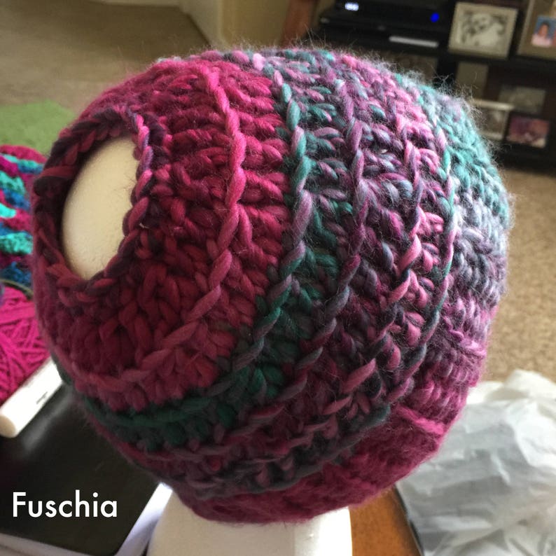 Messy Bun Hat Crochet Pattern // Messy Bun Hat // Ponytail Hat // Pattern ONLY image 6