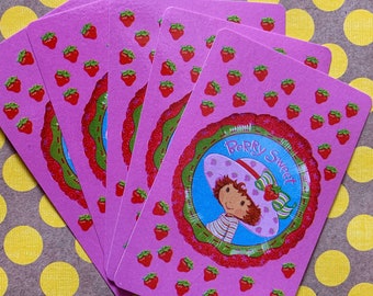 Set of 5 Strawberry Shortcake Playing Cards // Ephemera // Vintage // Retro Cartoons