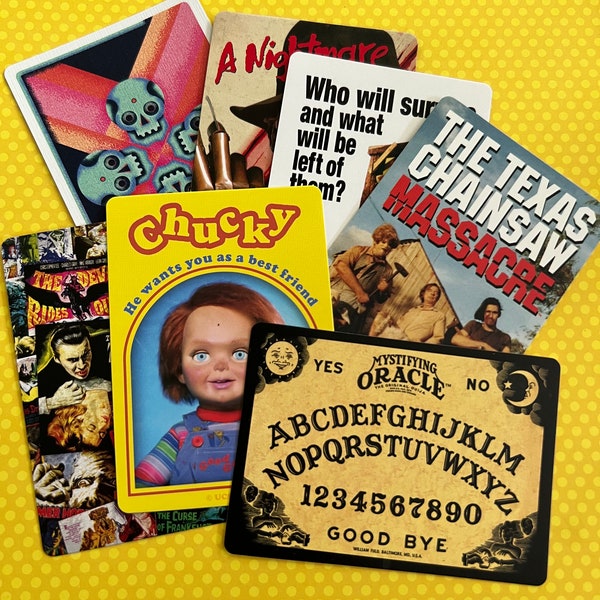 Set of 7 Retro Classic Horror Freddie Leatherface Chucky Playing Cards // Single Swap // Scrapbooking // Junk Journal //