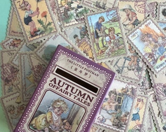 Vintage Fairy Tale Children’s Books Stamp Stickers // embellishments // scrapbooking // Junk Journal