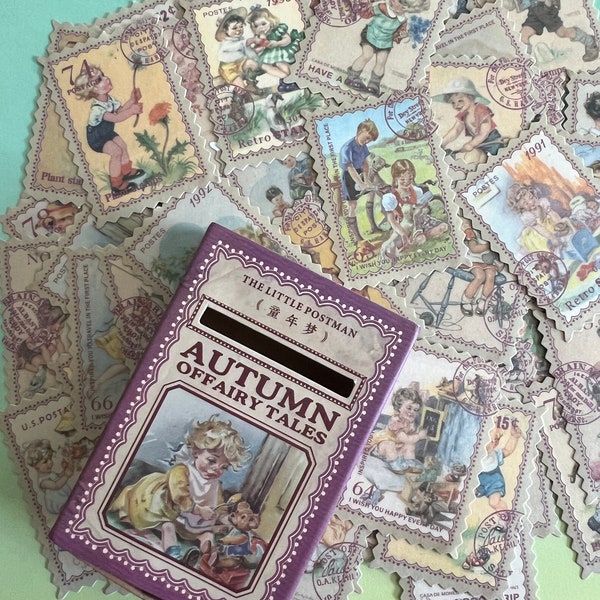 Vintage Fairy Tale Children’s Books Stamp Stickers // embellishments // scrapbooking // Junk Journal