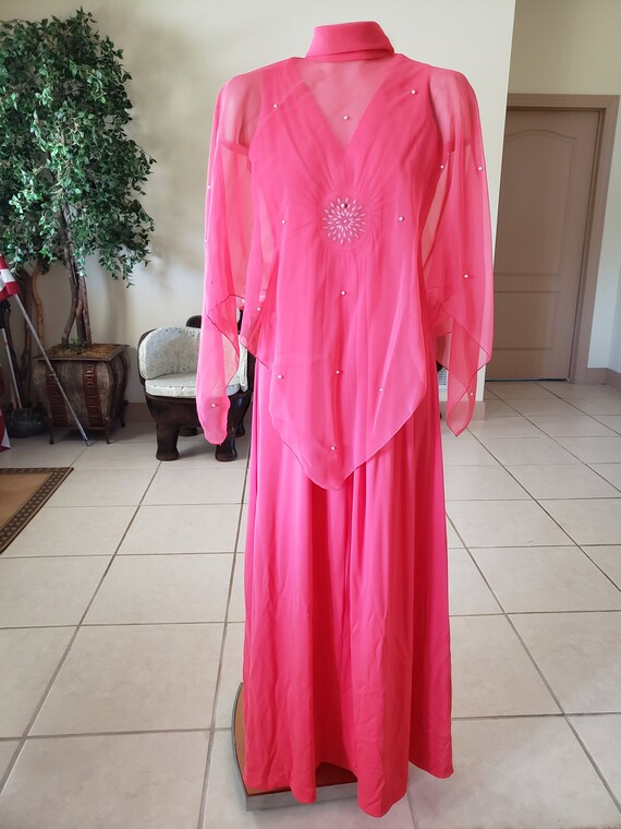 Vintage 1970s Pink Evening Gown - image 5
