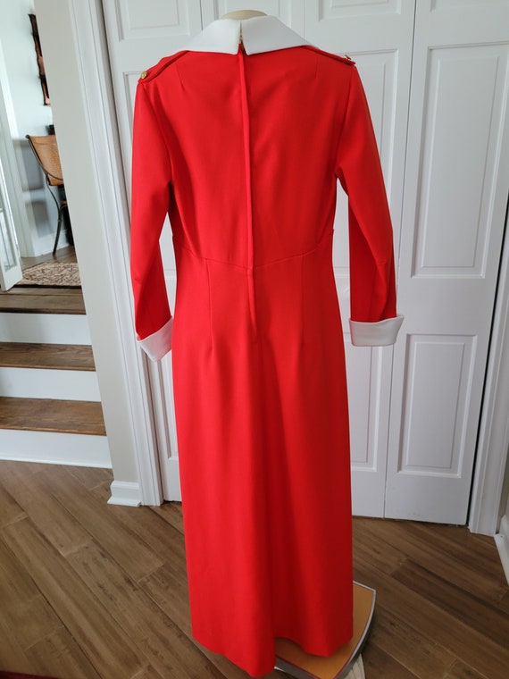 Vintage 1970s Red Maxi Dress with White Collar an… - image 5