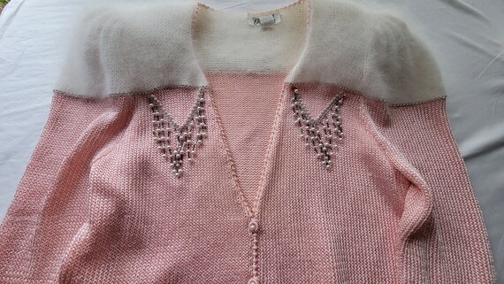 Vintage 1960s Pink-White 3-Piece Sweater Skirt Set - image 8