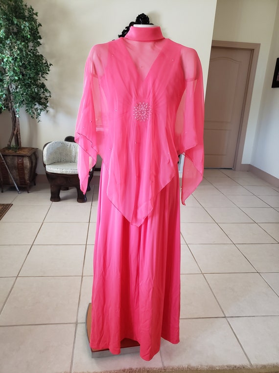 Vintage 1970s Pink Evening Gown - image 1