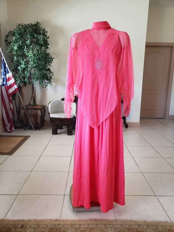 Vintage 1970s Pink Evening Gown - image 6