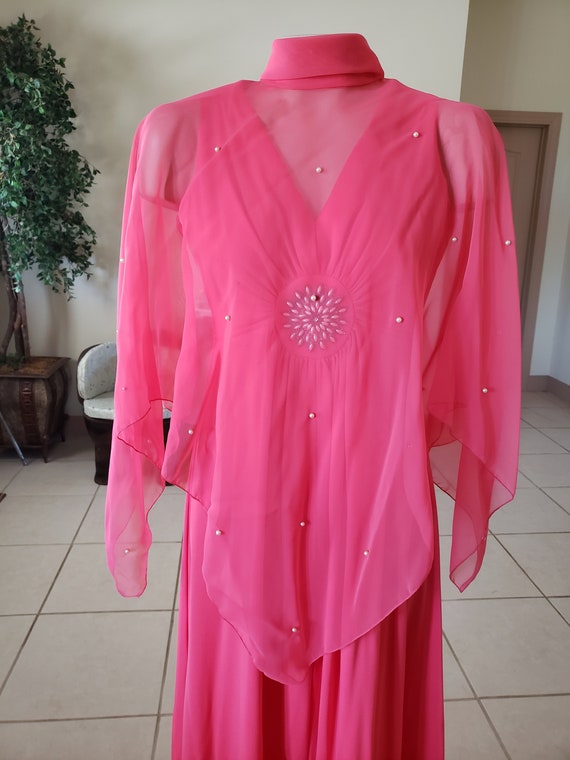 Vintage 1970s Pink Evening Gown - image 7