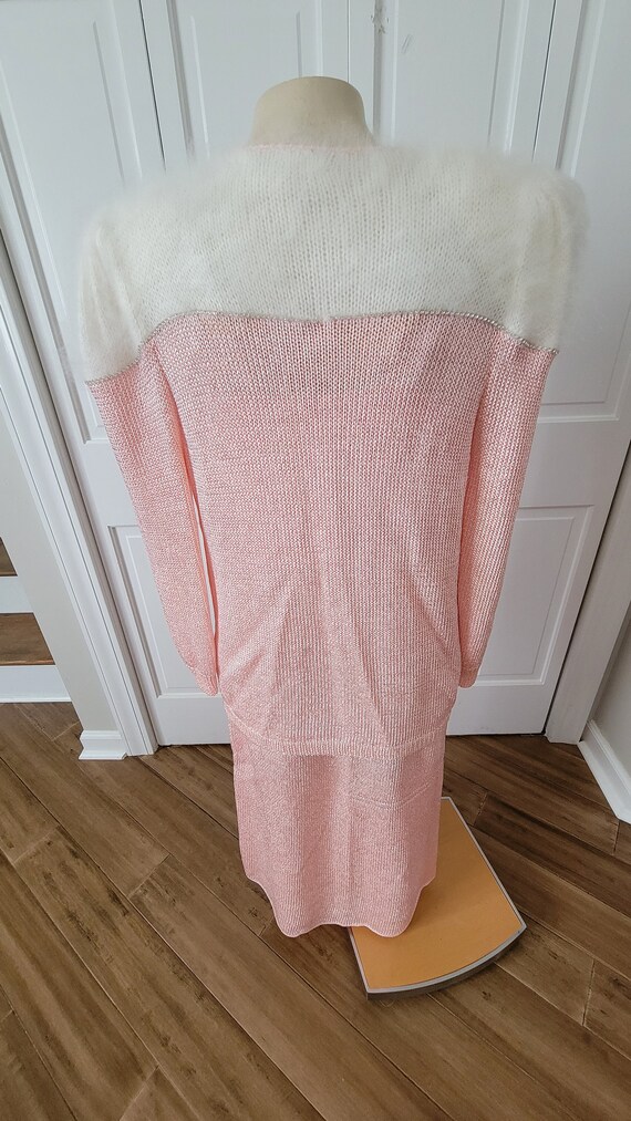 Vintage 1960s Pink-White 3-Piece Sweater Skirt Set - image 6