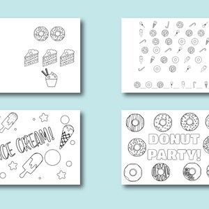 Sweets Ice Cream Donut Party Coloring Page Donut Coloring - Etsy