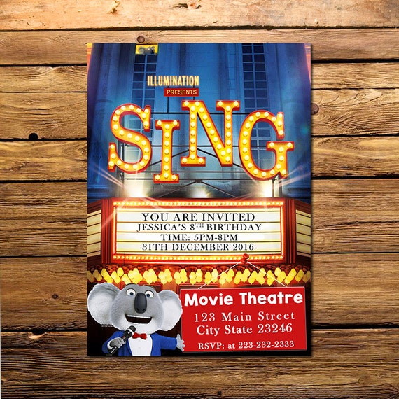 Sing Movie Invitation Sing Invitation Sing Movie Party Sing | Etsy