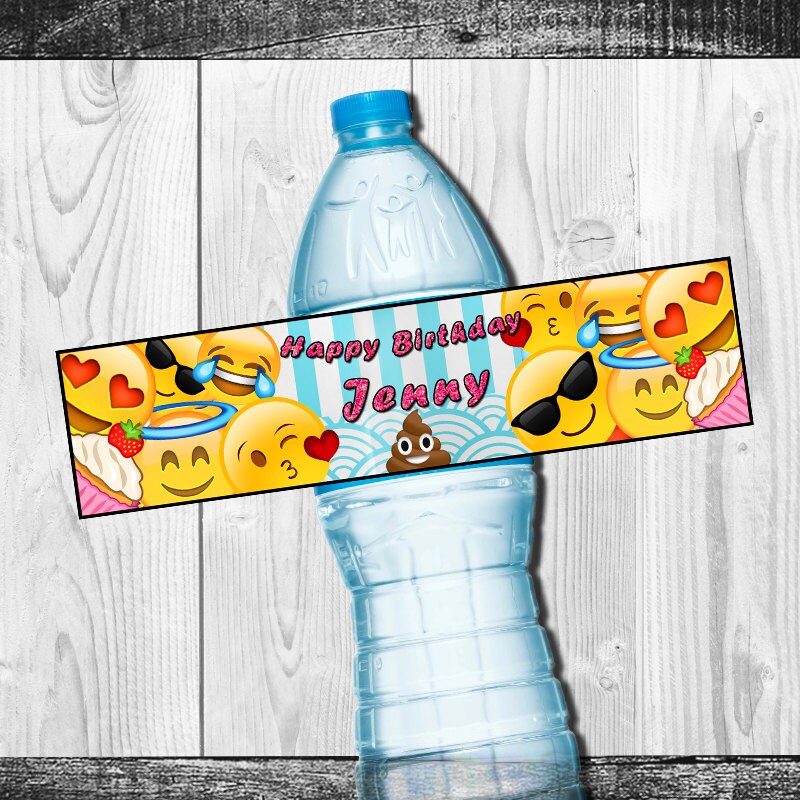 Emoji Water Bottle Label Etsy