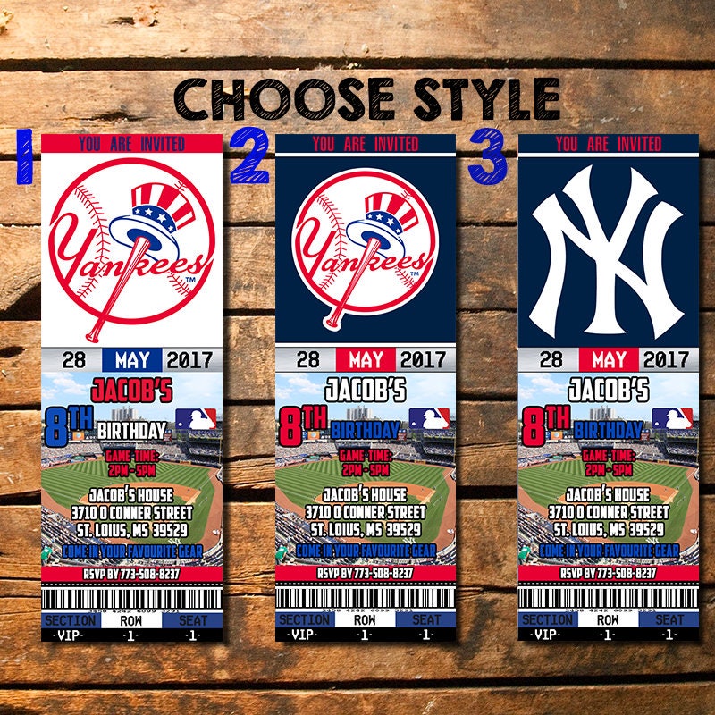 New York Yankees Invitation NY Yankees Birthday Invitations | Etsy