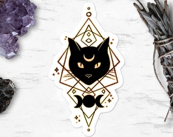 Black Cat Sticker, Black Cat vinyl, Spooky sticker, Witch, Halloween, Laptop sticker, Cat stickers, Cat lover gift
