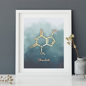 Chocolate Molecule Print, Chocolate Art, Molecule Art Print, Kitchen Art, Chocolate Poster, Chocolate Wall Art, Molecule Gift
