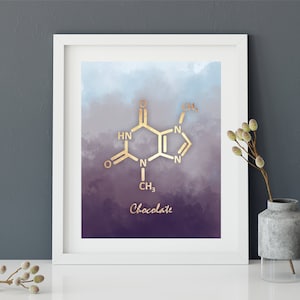 Chocolate Molecule Art Print, Chocolate Wall Art, Chocolate Poster, Chocolate Art, Chocolate Molecule, Molecule Poster, Science Gift