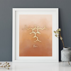 Beer Molecule Art print, Beer poster, Beer Molecule Poster, Bar Art Print, Beer gift, Beer wall art, Molecule Gift
