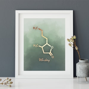 Whiskey Molecule Art Print, Bourbon Wall Art, Whiskey Poster, Bourbon Molecule, Whiskey Art, Bar Poster, whiskey wall decor