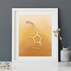 Whiskey Molecule Art Print, Whiskey Wall Art, Whiskey Poster, Home Decor, Bourbon Art, Bourbon Poster, Bourbon Molecule, Molecule Poster