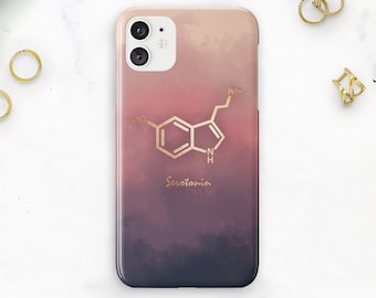 Molécule de sérotonine, coque pour iPhone 14 pro, coque Galaxy S25, iPhone 15 pro, coque iPhone pro max, Galaxy S24 Ultra, coque Galaxy Plus