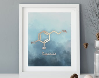 Dopamine Molecule Poster, Happiness Molecule, Science Teacher Gift, Chemistry Teacher Gift, Psychology Art, Molecules Wall Art
