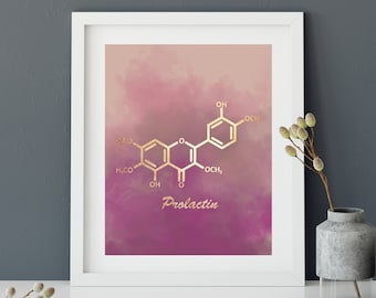 Prolactin Molecule Art Print, lactotropin Molecule, Nursery Wall Art, Molecule Prints, teacher gifts, chemistry art, prolactin hormone