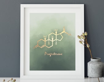 Progesterone Art Print, Progesterone Wall Art, Progesterone molecule, Molecules, Chemistry, Nursery Poster, psychology art