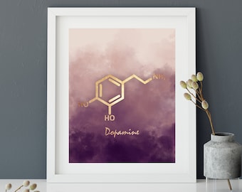 Dopamine Molecule Art Print, Above Crib Decor, Happiness Molecule, Chemistry Gift, Science Gift, Nursery Art, Chemistry Art, Medical Art