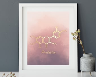 Prolactin Molecule Poster, Prolactin Art Print, lactotropin Molecule, Molecule Art Print, office Decor, Nursery art, Nursery Gift