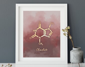 Chocolate Molecule Poster, Chocolate Poster, Molecule Art Print, Kitchen Art, Chocolate Poster, Chocolate Wall Art, Molecule Gift