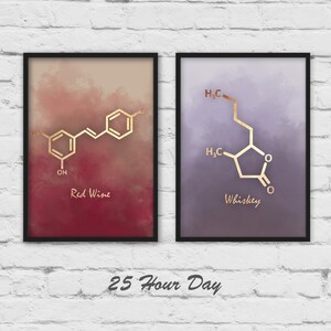 Molecule Posters, Wine molecule, Whiskey molecule, Kitchen Art, Kitchen gift, gallery wall, housewarming gift, Bourbon Molecule, bar art