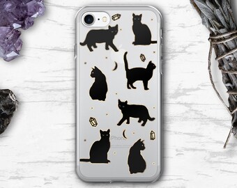 Coque de portable chat noir, coque pour iPhone chat, sorcière, coque pour iPhone 13, coque Iphone Pro, coque samsung S20, coque S25, iPhone 16 pro, coque iPhone 15