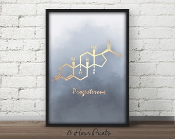 Instant Download Progesterone Molecule, Progesterone Poster, Science Teacher Gift, Chemistry Poster, Chemistry Gift, Fertility Art