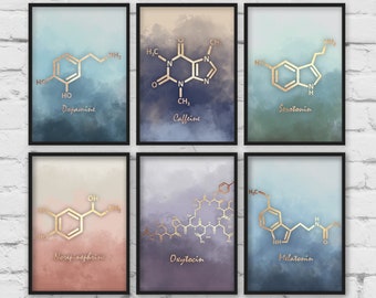 Set of Prints, Set of nursery prints, Molecule prints, science art, Chemistry art, classroom art, teacher gift, science gift