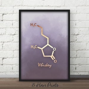 Instant Download Whiskey Molecule Art, Bourbon Art Print, Bar Art, Nursery Art, Bar Gift, Molecule Poster