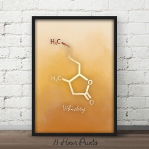 Instant Download Whiskey Art Print, Whiskey Poster, Whiskey Molecule, Science Teacher Gift, Chemistry Poster, Chemistry Gift, Science Art