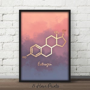 Instant Download Estrogen Molecule, Estrogen Art Print, Printable Art, Chemistry Art Print, Estrogen Art, Estrogen Poster, Science Gift