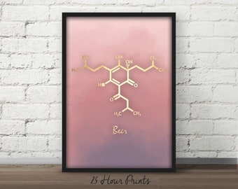 Instant Download Beer Molecule Poster, Beer Art Print, Kitchen Art, Bar Poster, Chemistry Gift, Chemistry Teacher Gift