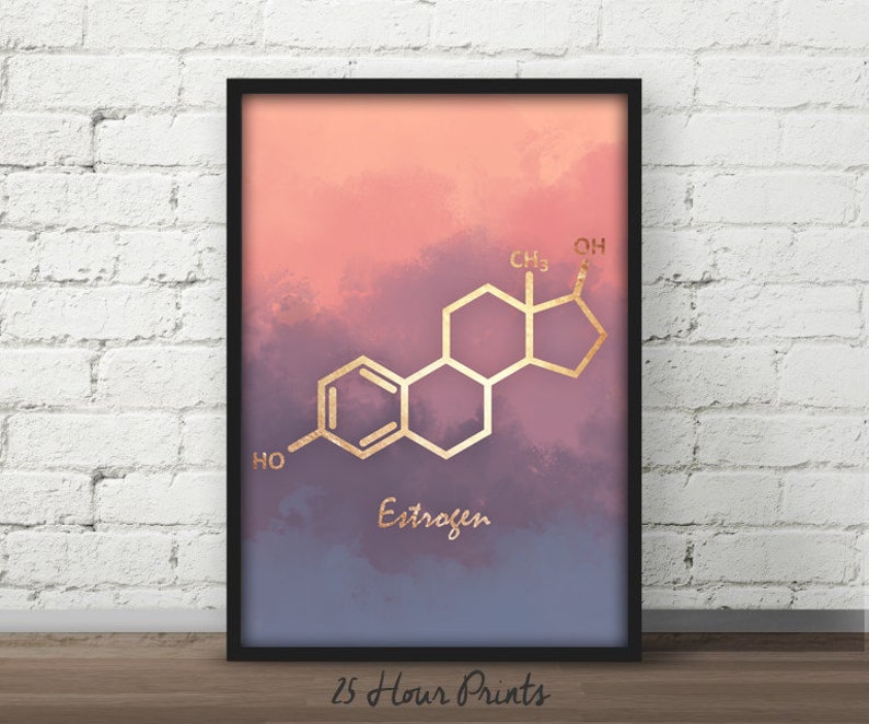 Set of Prints, Estrogen molecule, Testosterone Molecule, Oxytocin Molecule, poster, Chemistry gift, teacher gift, nursery art image 2