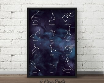 Instant Download Galaxy Zodiac Painting II - Art Print - Printable Art - Digital Prints - Astrology Art