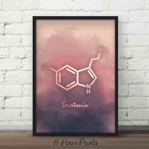 Instant Download Serotonin Molecule, Serotonin Art Print, Nursery Art, Serotonin Poster, Happiness Molecule, Chemistry Teacher Gift