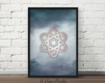 Instant Download Atom Art Print, Atom Poster, Science Art, Science Posters, Science Teacher Gift