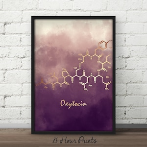 Instant Download Oxytocin Art Print, Oxytocin Molecule, Oxytocin Nursery, Molecule Poster, Oxytocin Print, Chemistry Molecule