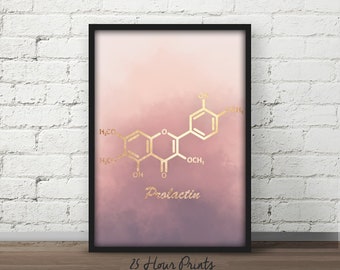 Instant Download Prolactin Molecule, Prolactin Poster, Chemistry Teacher Gift, Doctor Gift, Science Gift, Science Posters, Fertility Art